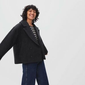 Everlane The Rewool Peacoat in Heathered Black